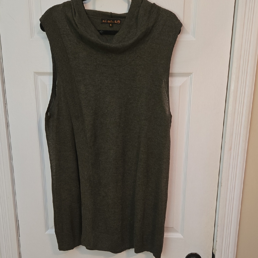 Love & Legend Sleeveless Moss Green Cowl Neck Wrap Hoodie